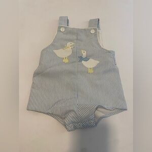 Vintage Betti Terell Striped Baby Romper with Goose Appliqué 6-9M